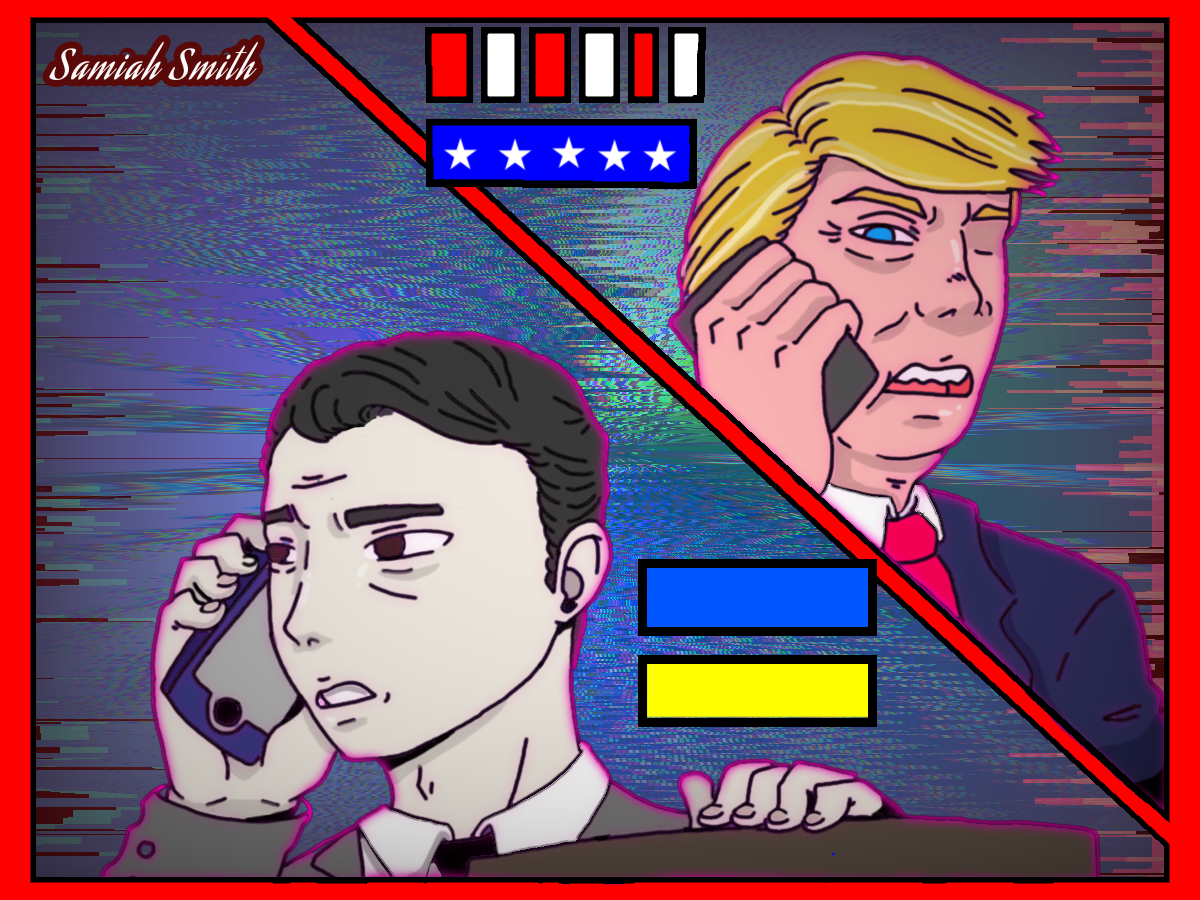 An impeachment inquiry has been launched against President of the United States Donald Trump. Congress is investigating the July 25th phone call between Trump and President of Ukraine, Volodymyr Zelensky. · Samiah Smith / ILLUSTRATION