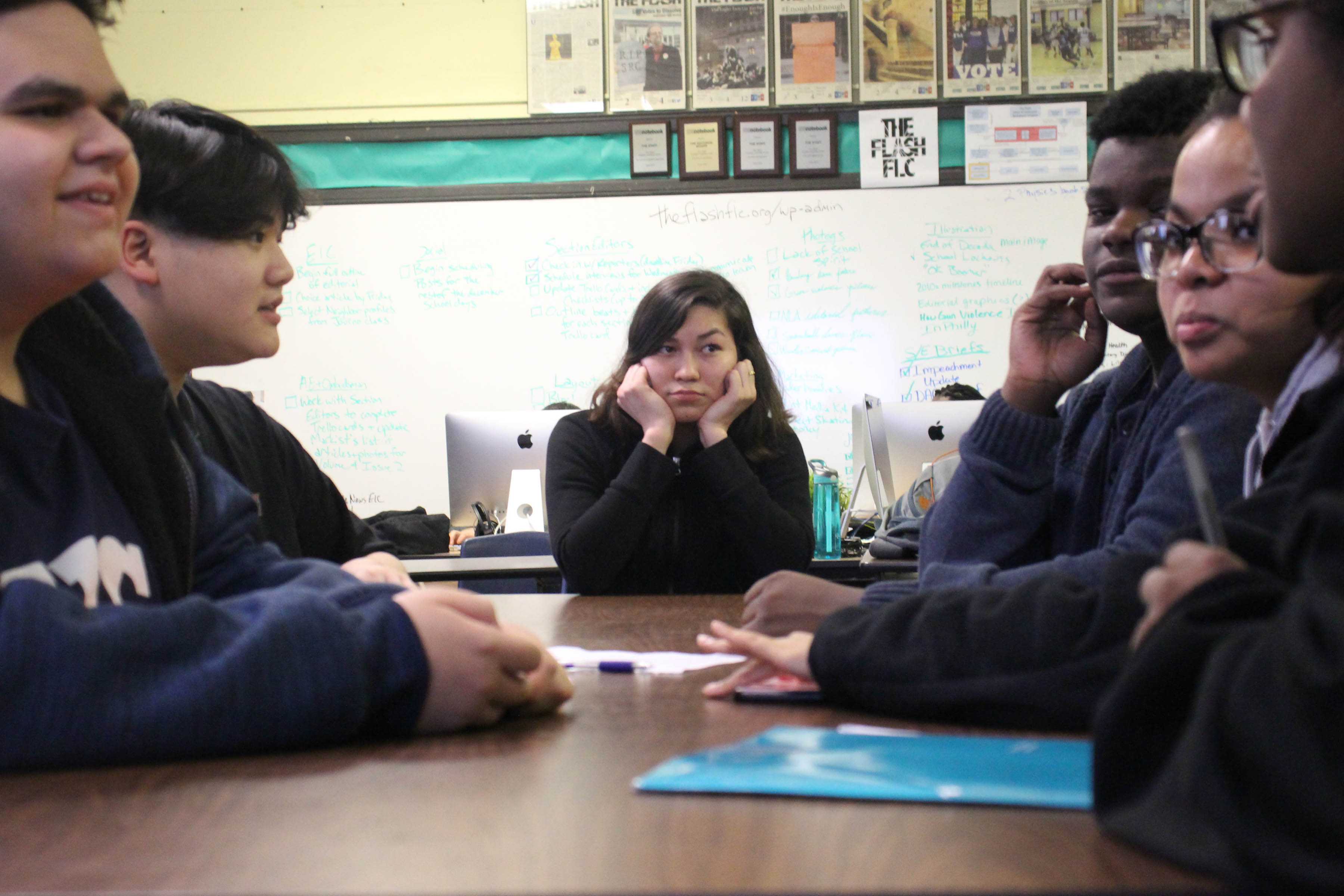 NLA senior Rosario Lemus sits excluded from the classroom discussion.
