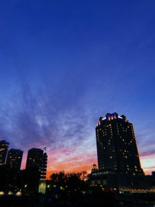 The Hilton Hotel by Penn’s Landing shows love to the people of Philly by lightning rooms in a heart shape