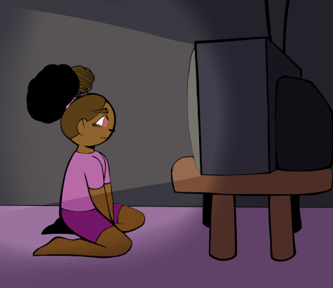 Youth watching television.